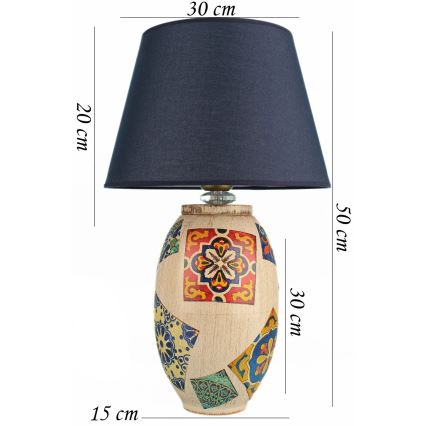 Stolná lampa RAMZES 1xE27/40W/230V modrá/béžová