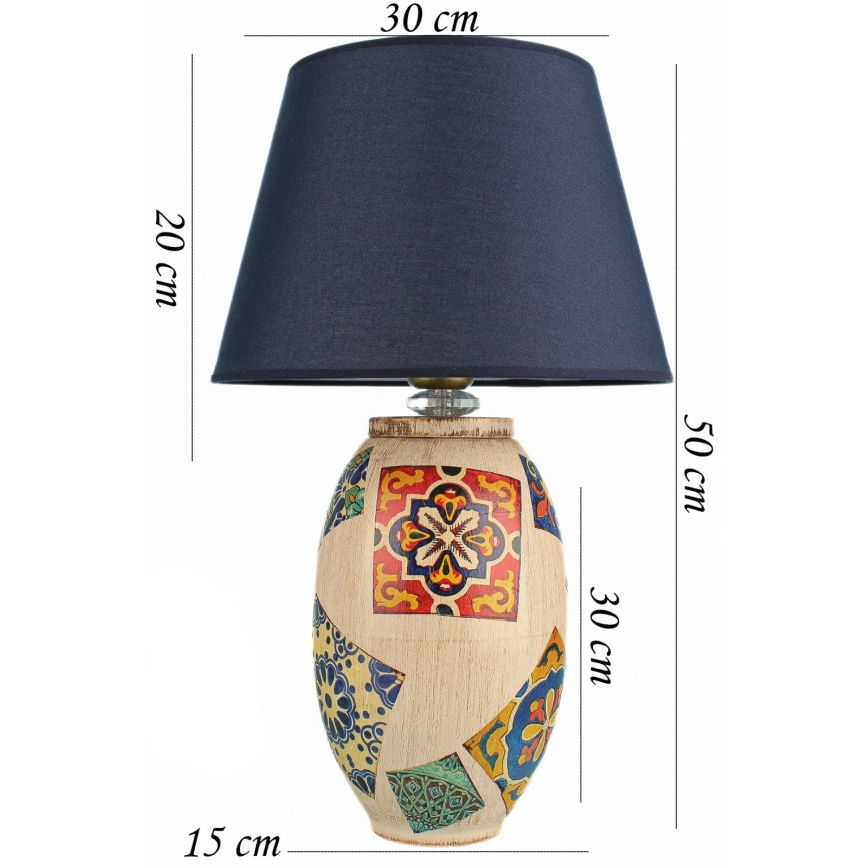 Stolná lampa RAMZES 1xE27/40W/230V modrá/béžová