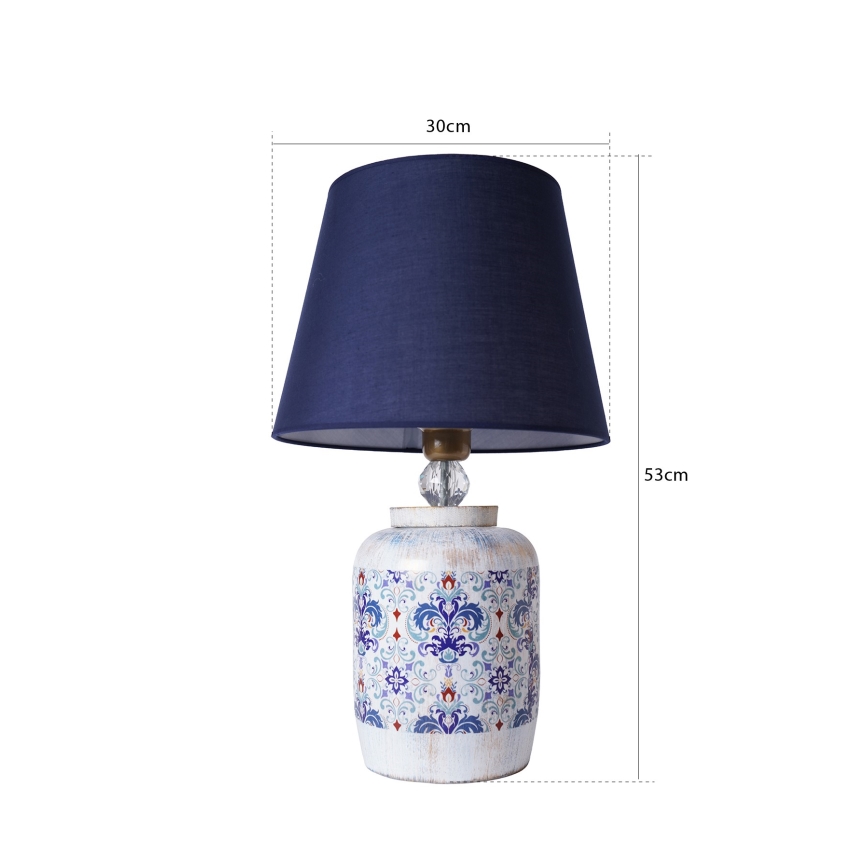 Stolná lampa RAMZES 1xE27/40W/230V modrá/biela