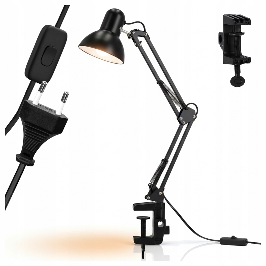 Stolná lampa s klipom 1xE27/60W/230V čierna