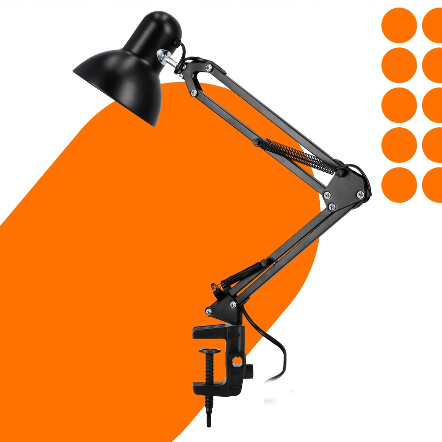 Stolná lampa s klipom 1xE27/60W/230V čierna