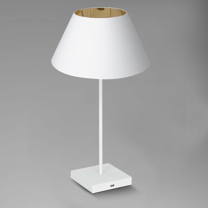 Stolná lampa s USB konektorom 1xE27/60W/230V biela