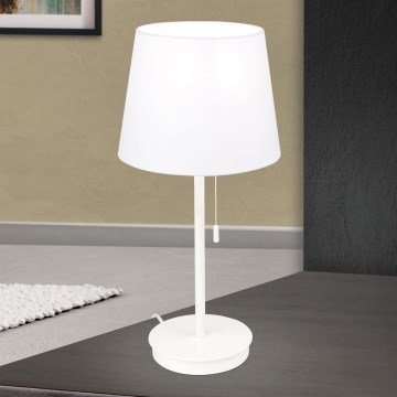 Stolná lampa s USB portom LUDWIG 1xE27/40W/230V 50 cm biela
