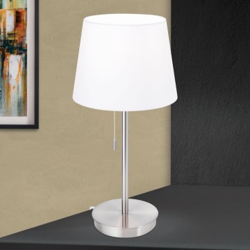 Stolná lampa s USB portom LUDWIG 1xE27/40W/230V 50 cm biela/matný chróm