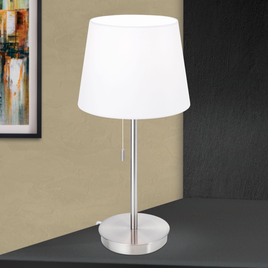 Stolná lampa s USB portom LUDWIG 1xE27/40W/230V 50 cm biela/matný chróm