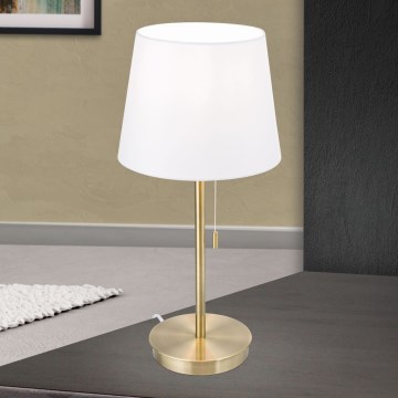 Stolná lampa s USB portom LUDWIG 1xE27/40W/230V 50 cm biela/zlatá