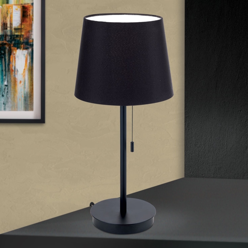 Stolná lampa s USB portom LUDWIG 1xE27/40W/230V 50 cm čierna
