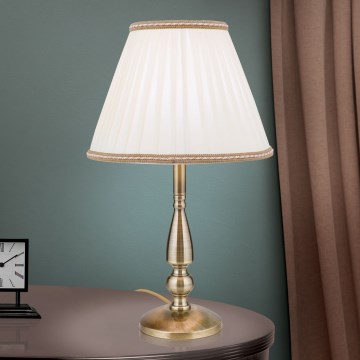Stolná lampa TONIA 1xE27/60W/230V pr. 30 cm biela/bronz