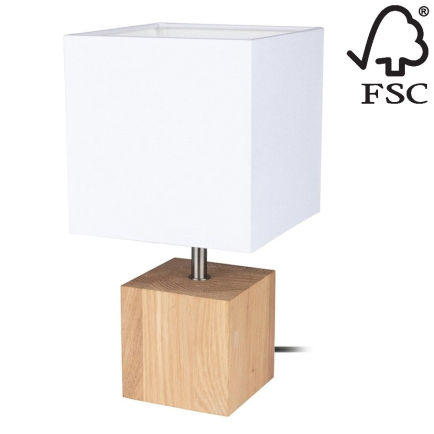 Stolná lampa TRONGO SQUARE 1xE27/25W/230V dub – FSC certifikované
