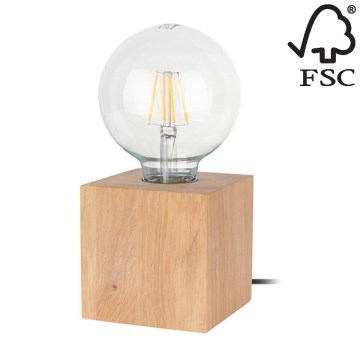 Stolná lampa TRONGO SQUARE 1xE27/25W/230V dub – FSC certifikované