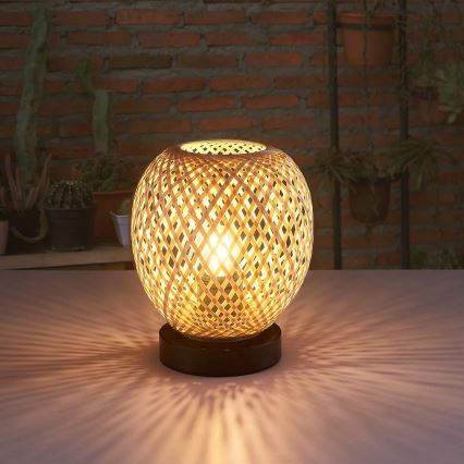 Stolná lampa ZANZIBAR 1xE27/20W/230V pr. 18 cm bambus