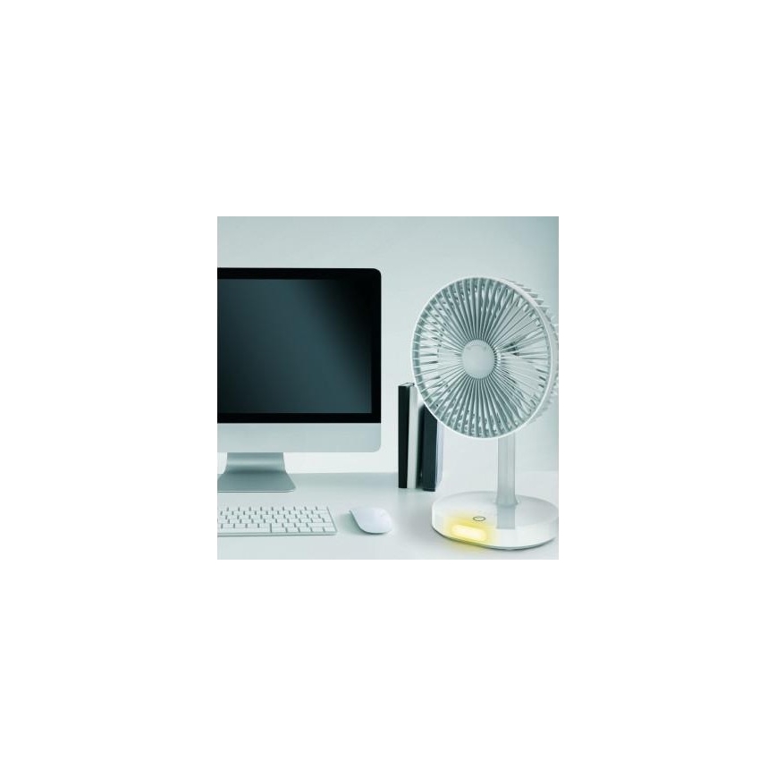 Stolný nabíjací ventilátor s LED lampou 3000mA/3,7V microUSB