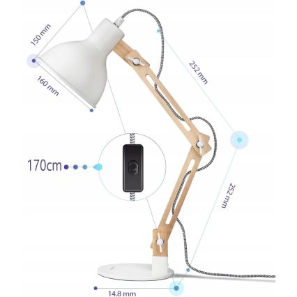 Stolová lampa 1xE27/40W/230V biela