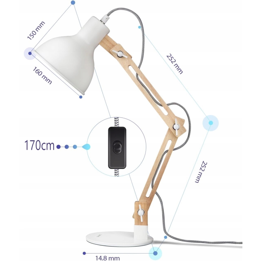 Stolová lampa 1xE27/40W/230V biela