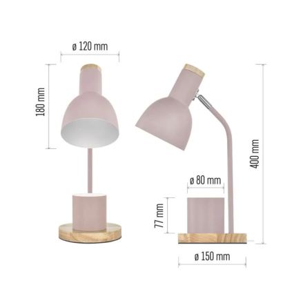 Stolová lampa POPPY 1xE27/25W/230V ružová