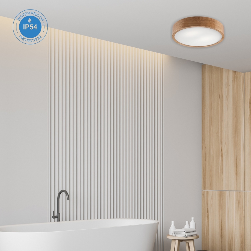 Stropné kúpeľňové svietidlo OAK 3xE27/15W/230V dub ø 37 cm IP54 - FSC certifikované