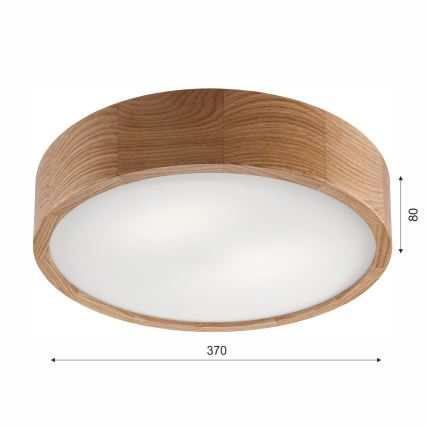 Stropné kúpeľňové svietidlo OAK 3xE27/15W/230V dub ø 37 cm IP54 - FSC certifikované