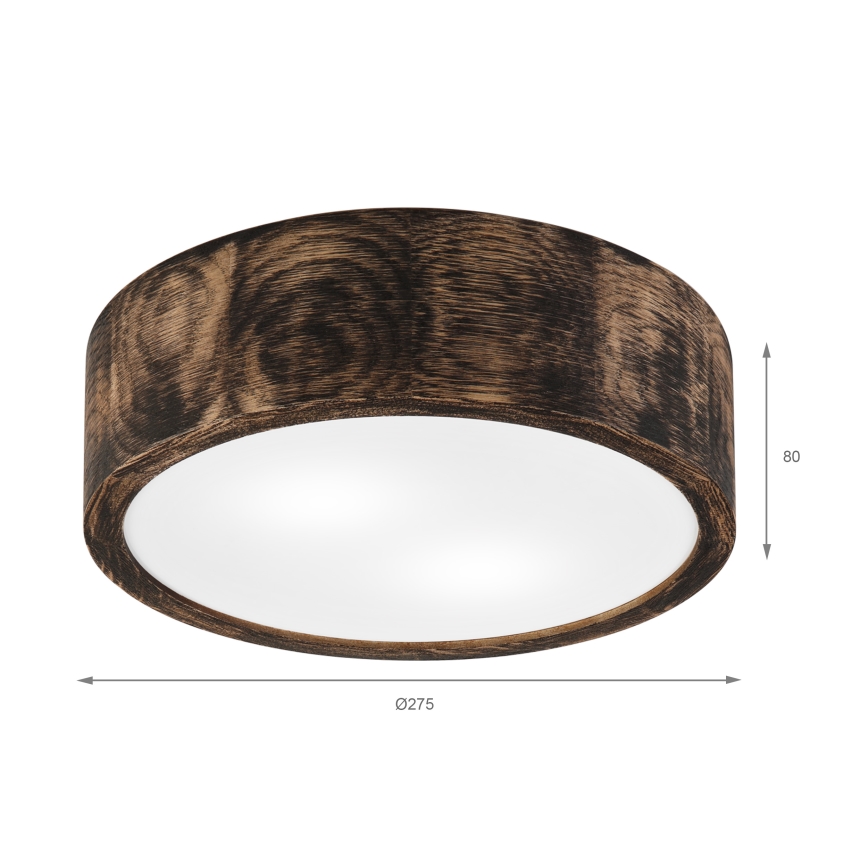 Kúpeľňové stropné svietidlo OAK SMOKY 2xE27/15W/230V IP54 ? 27,5 cm dub/tmavohnedá