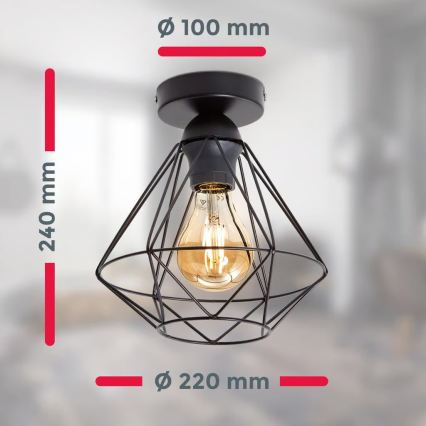 Stropné svietidlo 1xE27/40W/230V čierne