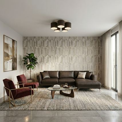 Stropné svietidlo ARDEN 5xE27/15W/230V pr. 58 cm béžová/hnedá