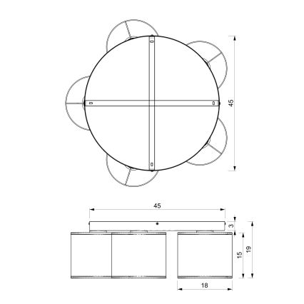 Stropné svietidlo ARDEN 5xE27/15W/230V pr. 58 cm béžová/hnedá