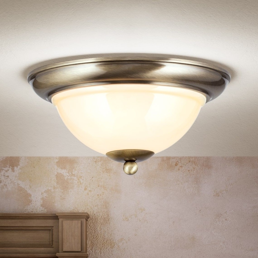 Stropné svietidlo AUSTRIAN OLD LAMP 2xE27/60W/230V pr. 27 cm bronz/béžová