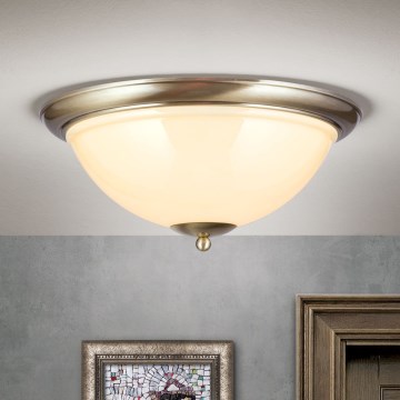 Stropné svietidlo AUSTRIAN OLD LAMP 3xE27/60W/230V pr. 50 cm bronz/béžová