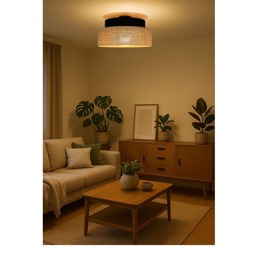 Stropné svietidlo BOHO 1xE27/60W/230V čierna/béžová