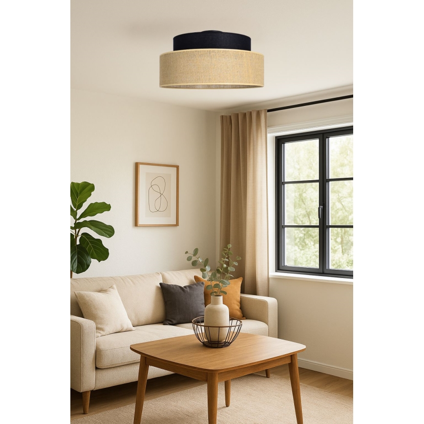 Stropné svietidlo BOHO 1xE27/60W/230V čierna/béžová
