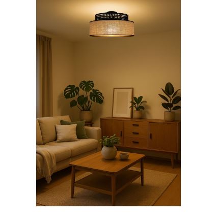 Stropné svietidlo BOHO 1xE27/60W/230V čierna/ratan