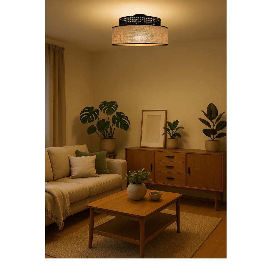 Stropné svietidlo BOHO 1xE27/60W/230V čierna/ratan