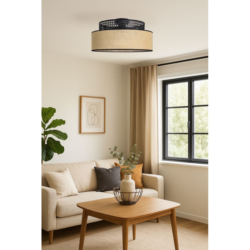Stropné svietidlo BOHO 1xE27/60W/230V čierna/ratan