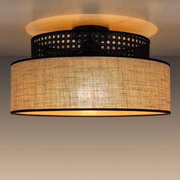 Stropné svietidlo BOHO 1xE27/60W/230V pr. 40 cm čierna/ratan