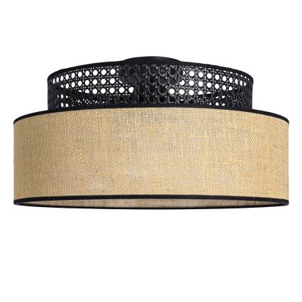 Stropné svietidlo BOHO 1xE27/60W/230V pr. 40 cm čierna/ratan