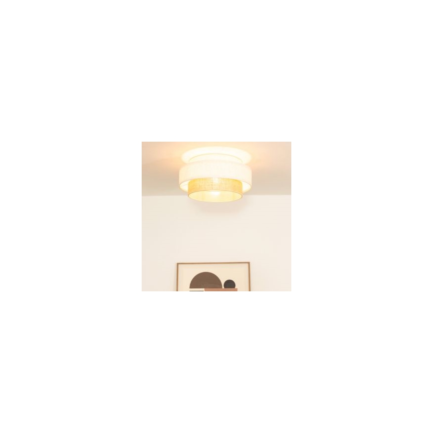 Stropné svietidlo BOHO 1xE27/60W/230V priemer 40 cm biela/juta