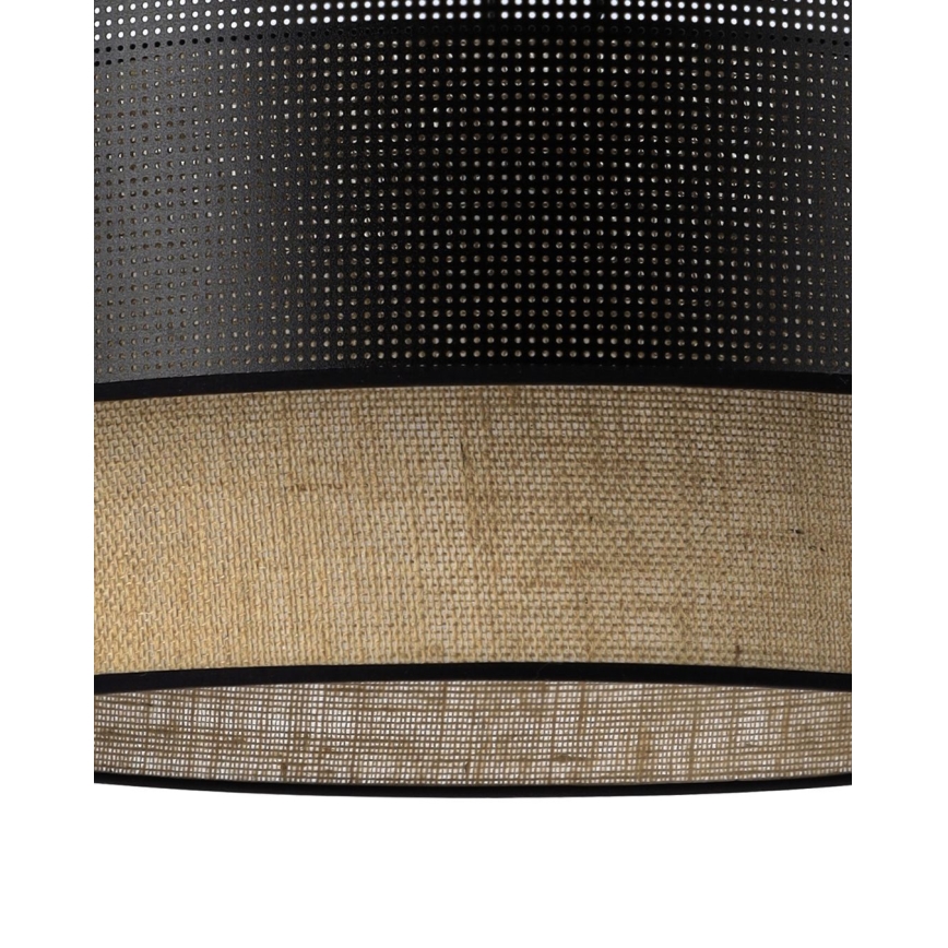 Stropné svietidlo BORHO 1xE27/60W/230V pr. 50 cm čierne/juta