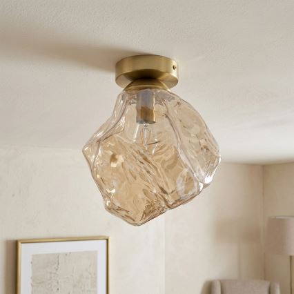 Stropné svietidlo CRISTAL 1xE14/15W/230V mosadz/dymovo-béžová