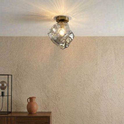Stropné svietidlo CRISTAL 1xE14/15W/230V mosadz/dymovo-čierna