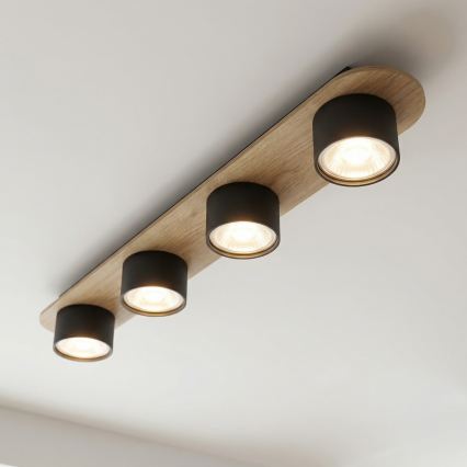 Stropné svietidlo DIAZ 4xGX53/12W/230V čierna/hnedá