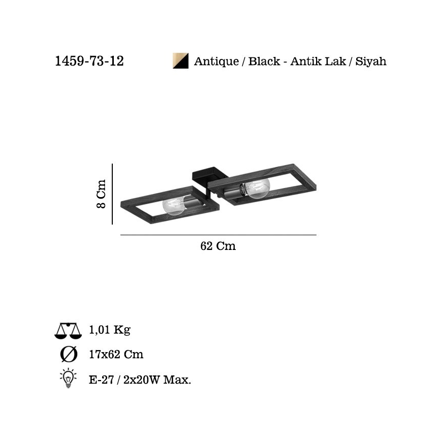 Stropné svietidlo ERA 2xE27/40W/230V hnedá