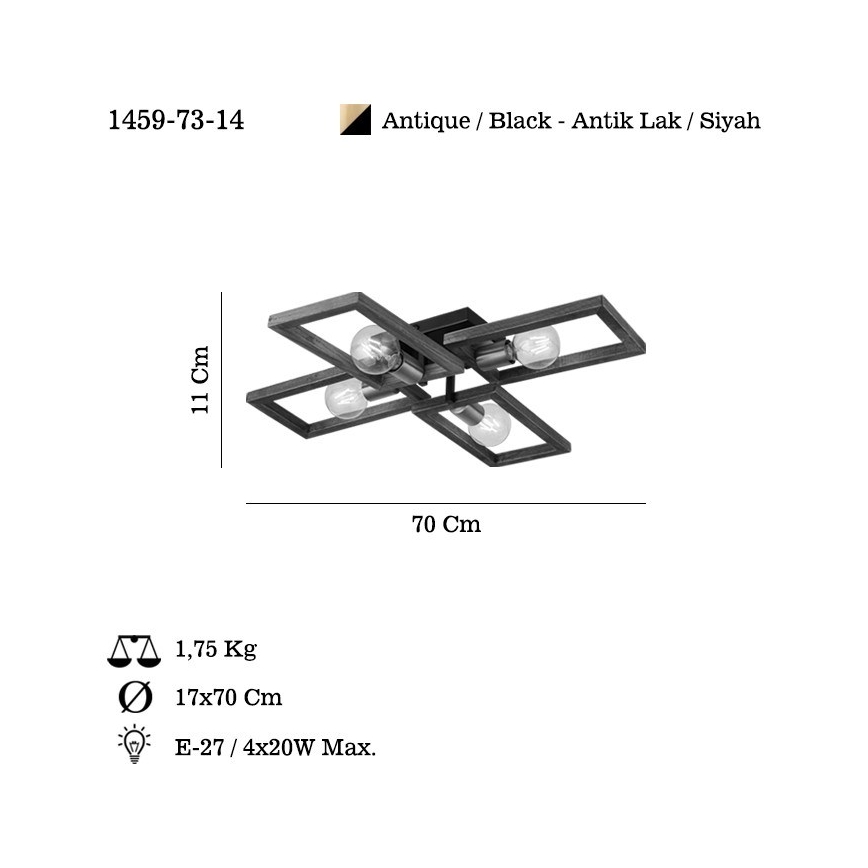 Stropné svietidlo ERA 4xE27/40W/230V hnedá