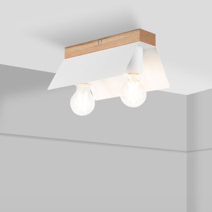 Stropné svietidlo ESME 2xE27/15W/230V biela/dub