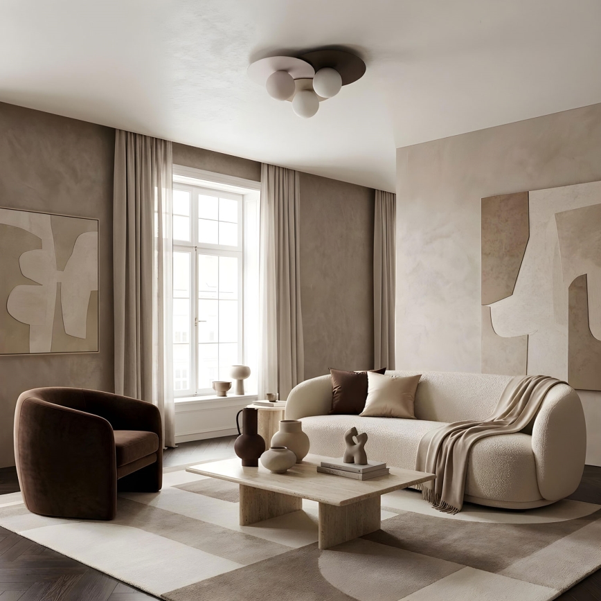 Stropné svietidlo FLAT 3xE27/15W/230V 55x60 cm béžové/krémové/bordové