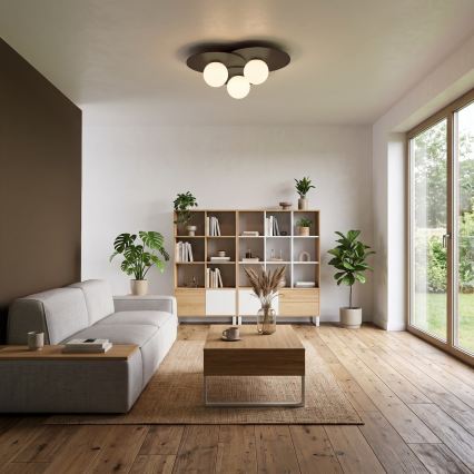 Stropné svietidlo FLAT 3xE27/15W/230V 55x60 cm hnedá