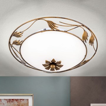 Stropné svietidlo FLEUR 2xE27/60W/230V pr. 40 cm bronz