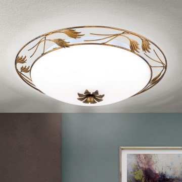 Stropné svietidlo FLEUR 3xE27/60W/230V pr. 50 cm bronz