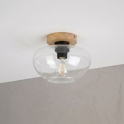 Stropné svietidlo FLO WOOD 1xE27/15W/230V dub/číre pr. 22 cm