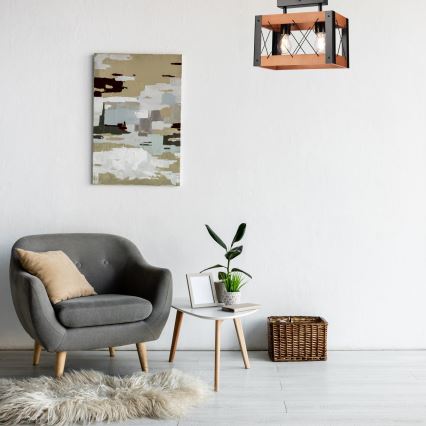 Stropné svietidlo FRIDA 2xE27/60W/230V čierna/hnedá buk