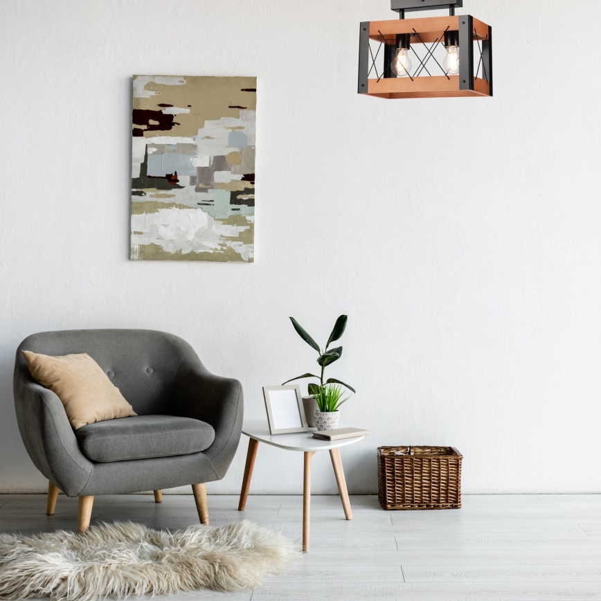 Stropné svietidlo FRIDA 2xE27/60W/230V čierna/hnedá buk