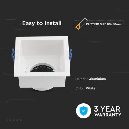 Stropné svietidlo GU10 9x9 cm biela